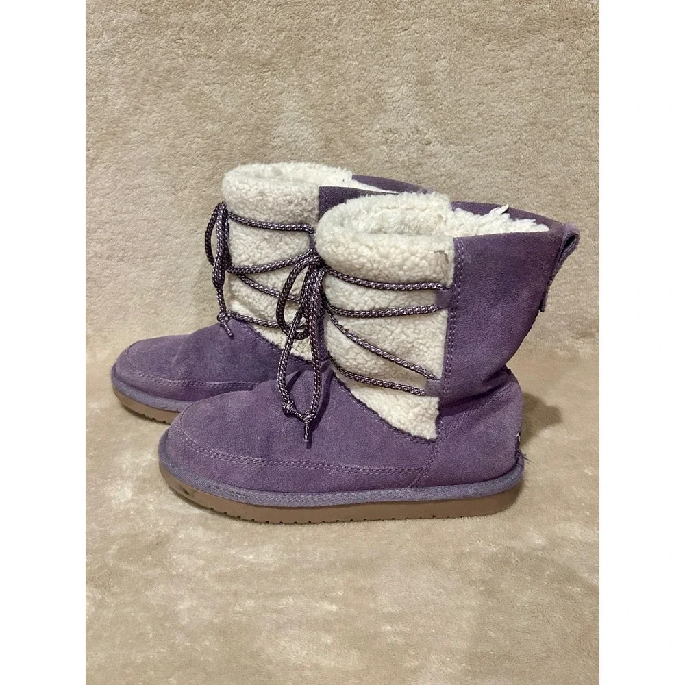 Koolaburra by UGG Girls 2 Michon Short Purple Suede Boots Sherpa Lined Winter